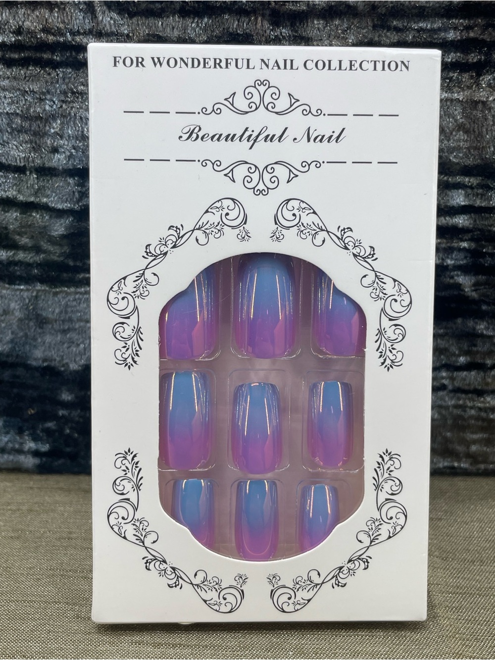 Beautiful Nail Ombre Purple Blue Press-On Nail Set